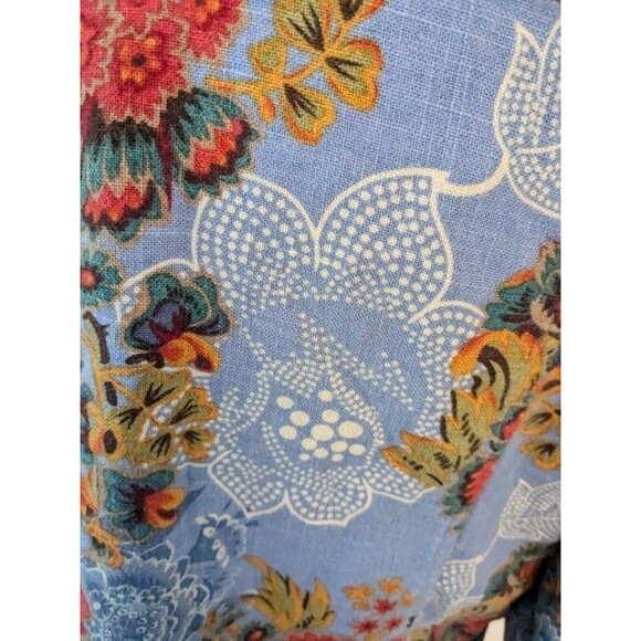 Coldwater Creek Linen Jacket Women's PXL Blue Floral Petite Cottage Core Hippie - Picture 11 of 15